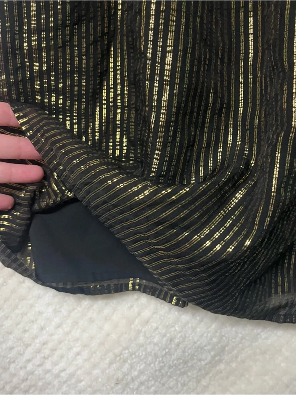 Madewell Black & Gold Metallic Stripe Tie-Shoulder Cami Top Silk Lightweight 4 - Picture 5 of 10
